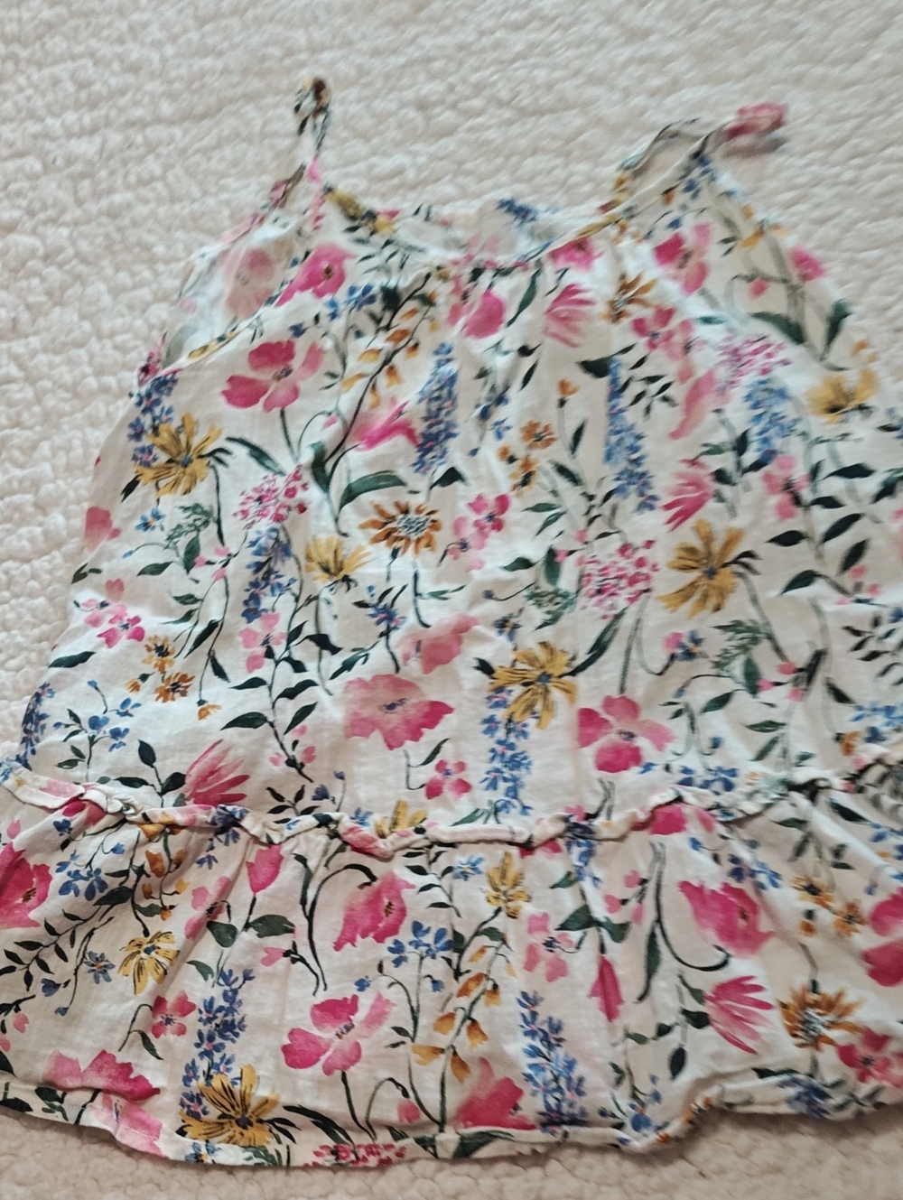 Old Navy Floral Ruffle Hem Sundress - White with Pink, Yellow & Blue Flowers